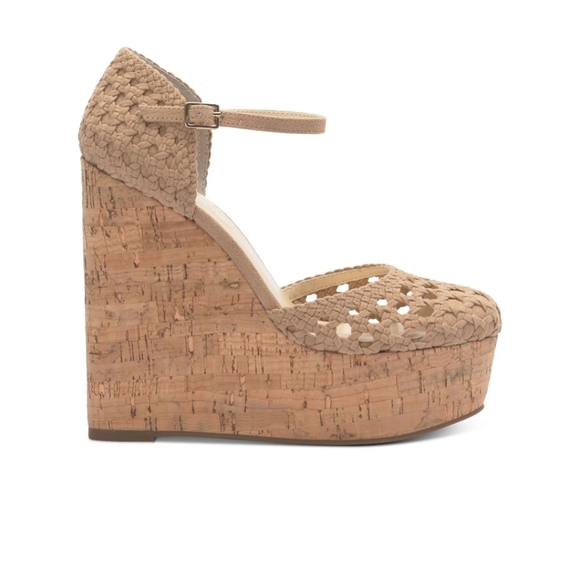 JESSICA SIMPSON Cork-Like Wedge Woven Round Toe - Picture 2 of 4